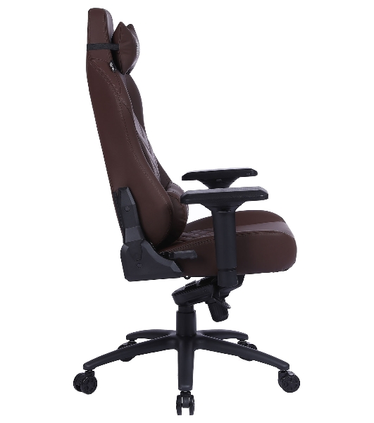 Кресло игровое Cactus CS-CHR-0112BR коричневый, сиденье коричневый, эко.кожа, с подголов. крестовина металл, пластик черный