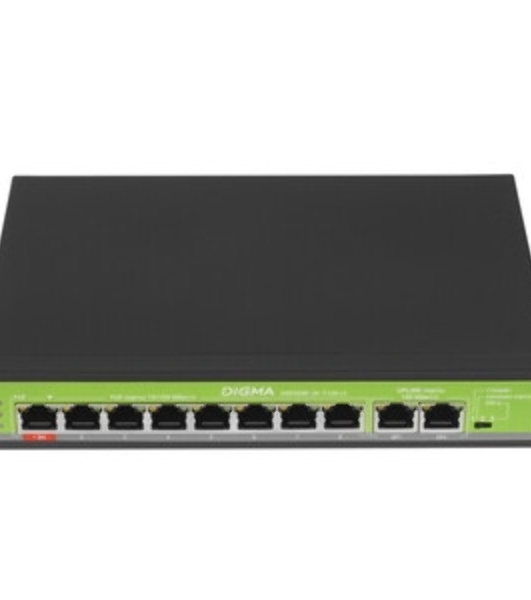 Коммутатор Digma DSP208F-2F-T120 V1, 10×100 Мбит/с, неуправляемый