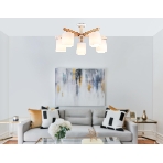 Светильник Ambrella light TR83113/5 WH/LW белый/светлое дерево E27/5 max 40W D700*325, фото3