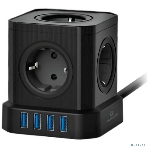 Сетевой фильтр Cablexpert Tower, TWR-5-U4-B-3, 5 р, 10А, 4хUSB, 3.1А, 3 м, ур.защиты 4+, черный, коробка, фото2