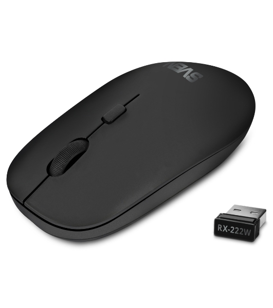 Мышь беспроводная SVEN RX-222W черный, 1800 dpi, радиоканал, Bluetooth, USB, кнопки - 4