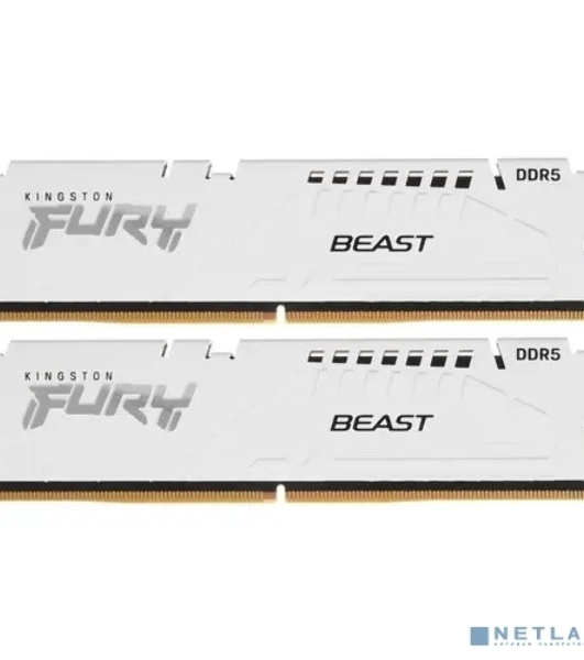 Оперативная память Kingston Fury Beast, DDR5, 64Gb (2x32Gb), 5600MHz, CL40, DIMM, с радиатором, белый