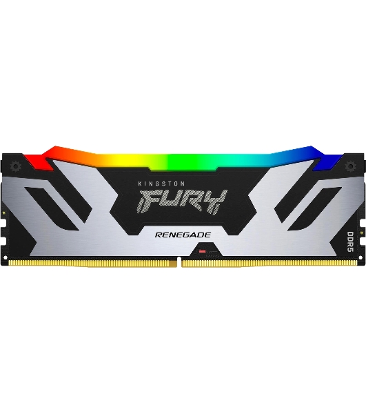 Оперативная память Kingston Fury Renegade, DDR5, 32Gb (1x32Gb), 6400MHz, CL32, DIMM, радиатор, RGB, серебристый/черный