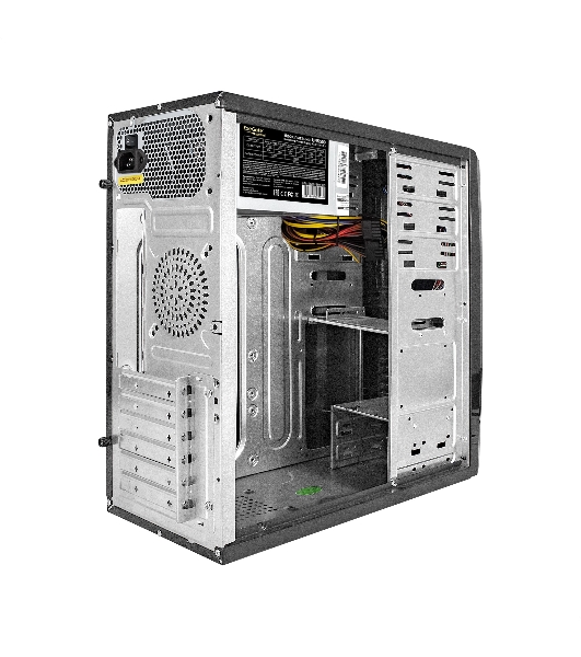Компьютерный корпус Miditower ExeGate CP-604-UNS500 (ATX, БП UNS500 с вент. 12см, 2*USB, аудио, черный)