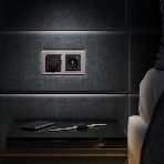 Розетка с заземлением, шторками и USB тип A+C (черный), фото5