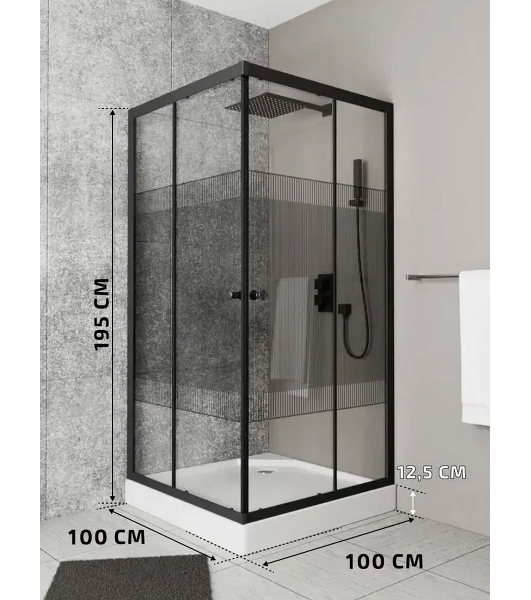 Душевой уголок квадратный BAU Stil pattern 100х100х195, с поддоном 12,5 см, закаленное стекло толщин