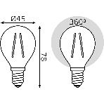 Лампа светодиодная филаментная Gauss Filament 5Вт цок.: E14 свеча 220B св. свеч. бел. теп. (упак.: 10 шт), фото 1