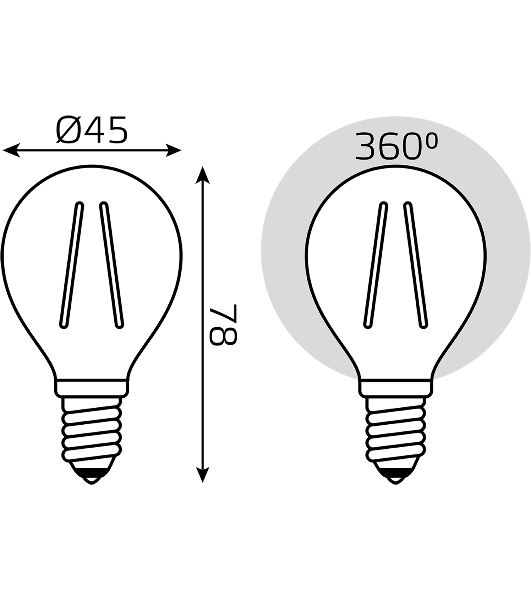Лампа светодиодная филаментная Gauss Filament 5Вт цок.: E14 свеча 220B св. свеч. бел. теп. (упак.: 10 шт)