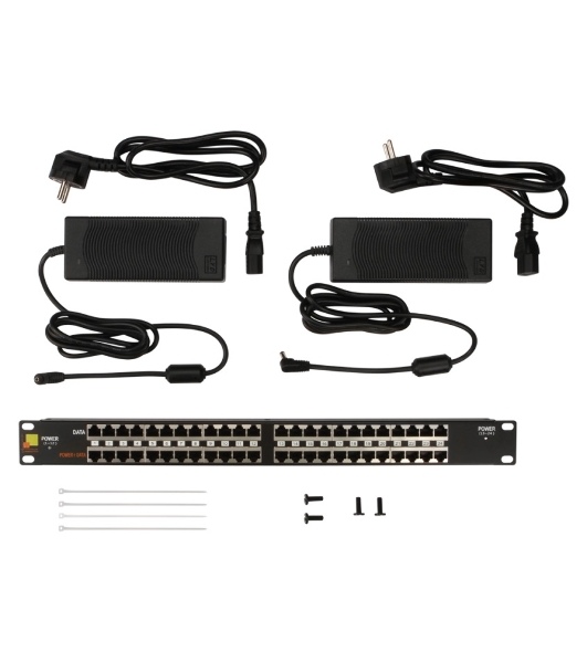 Панель POE 19', 24 порта, с двумя блоками питания 48V, 120W