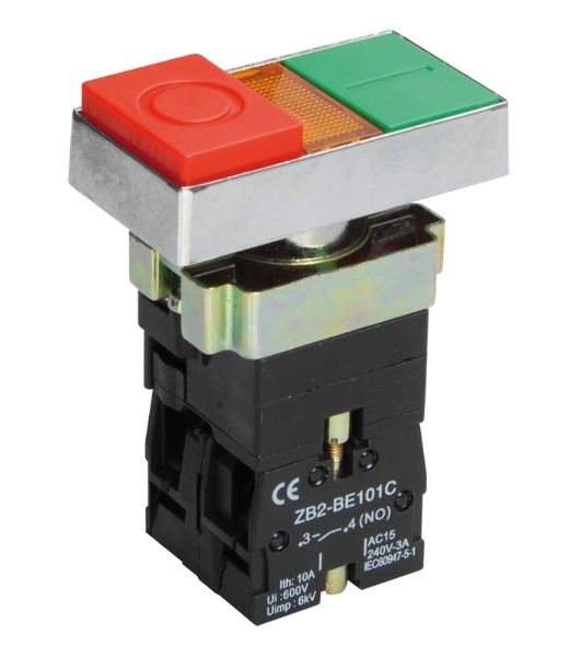Кнопка LAY5-BW8465 'I-O' сдвоенная c подсв. IEK BBD40-BW-K51