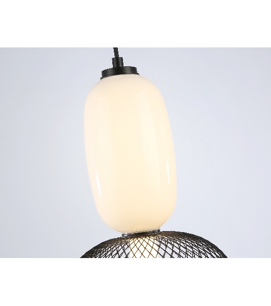 Подвесной светодиодный светильник Ambrella light LH11007 BK/FR черный/белый матовый 15W 3000K D220*350