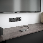 Розетка с заземлением, шторками и USB тип A+C (черный), фото3
