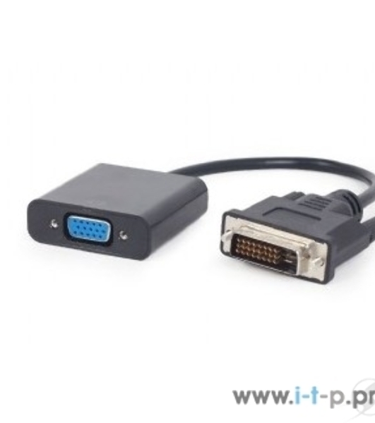 Переходник DVI-D-VGA Cablexpert A-DVID-VGAF-01, 25M/15F, кабеля 0,2м, черный, пакет