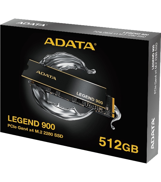 Накопитель SSD ADATA LEGEND 900, 512Gb, PCIe 4.0 x4, M.2 2280, NVMe, R/W 6200/2300, с радиатором