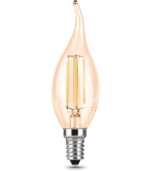 Лампа светодиодная филаментная Gauss Filament 5Вт цок.: E14 свеча 220B св. свеч. бел. нейт. (упак.: 10 шт)