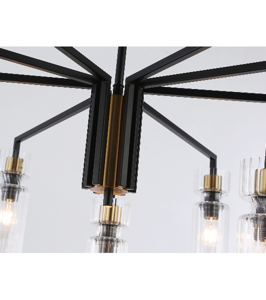 Люстра Ambrella light LH56117/9 BK/BS/CL черный/латунь/прозрачный E14*9 max 40W D765*440