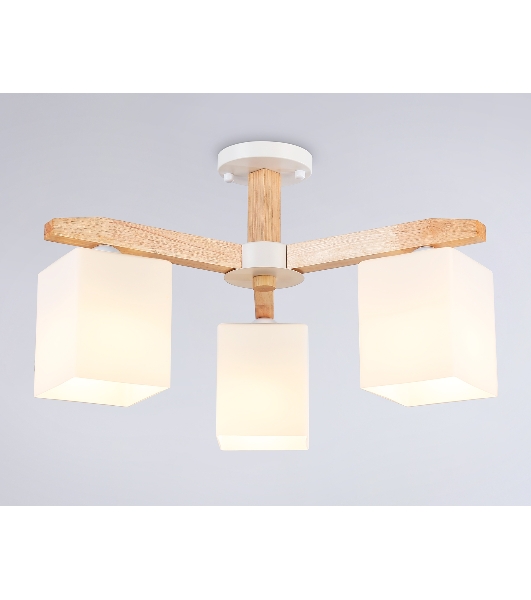 Светильник Ambrella light TR83115/3 WH/LW белый/светлое дерево E27/3 max 40W D580*320