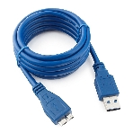 Кабель USB 3.0 для соед. 1.8м А-microB (5 pin) PRO позол.конт., пакет, фото 1