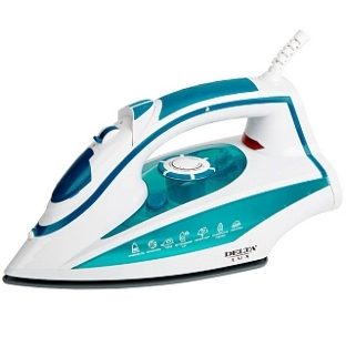 Утюг Delta LUX DL-352 белый с бирюзовым, 2200 Вт, 30 г/мин, 140 г/мин, 300 мл