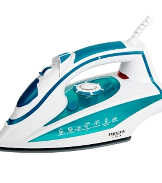 Утюг Delta LUX DL-352 белый с бирюзовым, 2200 Вт, 30 г/мин, 140 г/мин, 300 мл