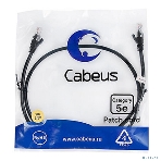 Шнур коммутационный Cabeus, Cat.5e, неэкр., U/UTP, RJ45/RJ45, PVC, AWG24, 1м, черный, фото 1
