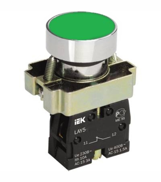 Кнопка LAY5-BA31 без подсветки зел. 1з IEK BBT60-BA-K06