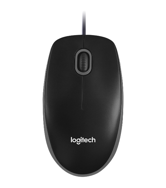 Мышь проводная Logitech B100 черный, 1000 dpi, USB, кнопки - 3