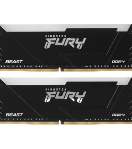 Оперативная память Kingston Fury Beast, DDR4, 16GB (1x16GB), 3200MHz, CL16, DIMM, с радиатором, черный