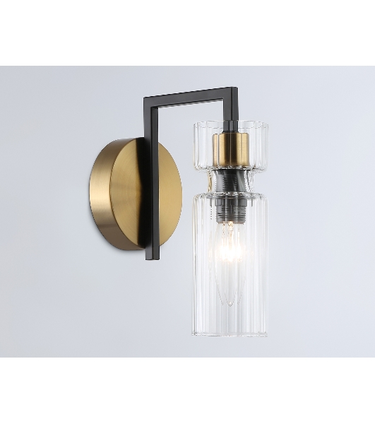 Настенный светильник Ambrella light LH56119 BK/BS/CL черный/латунь/прозрачный E14 max 40W 150*100*210