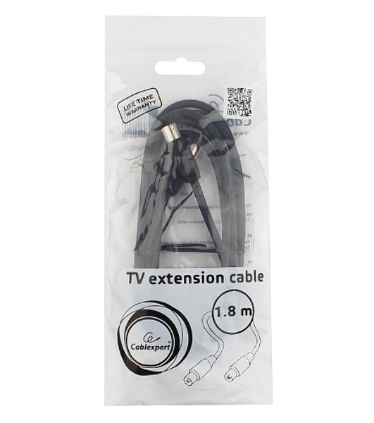 Кабель телевизионный Cablexpert Coaxial M/F, 1.8м