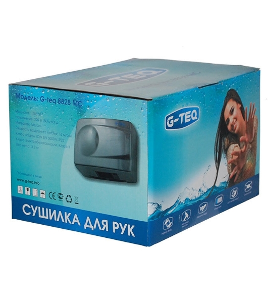 Сушилка для рук G-TEQ 8828 MC 1500Вт 16м/сек металл хром