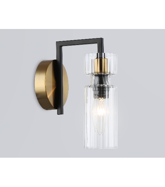 Настенный светильник Ambrella light LH56119 BK/BS/CL черный/латунь/прозрачный E14 max 40W 150*100*210