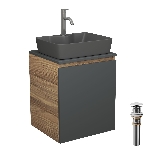 Тумба Bau Dream Blackwood 50 графит, раковина BAU Cerama 48х37 темно-серая матовая, смеситель Hotel Dream, нерж. сталь, выпуск клик клак, белый, фото 1