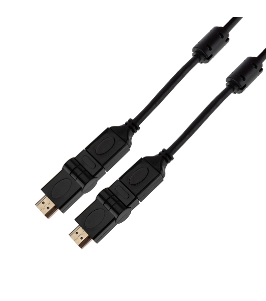 Кабель Rexant HDMI - HDMI с фильтрами, длина 2 метра, угловой 360° (GOLD) (PVC пакет)