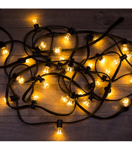 Гирлянда Neon-night LED Galaxy Bulb String 10м, черный каучук, 30 лампx6 LED теплый белый, влагостойкая IP65