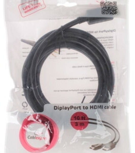 Кабель DisplayPort->HDMI Cablexpert CC-DP-HDMI-4K-6, 4K, 1.8м, 20M/19M, черный, экран, пакет