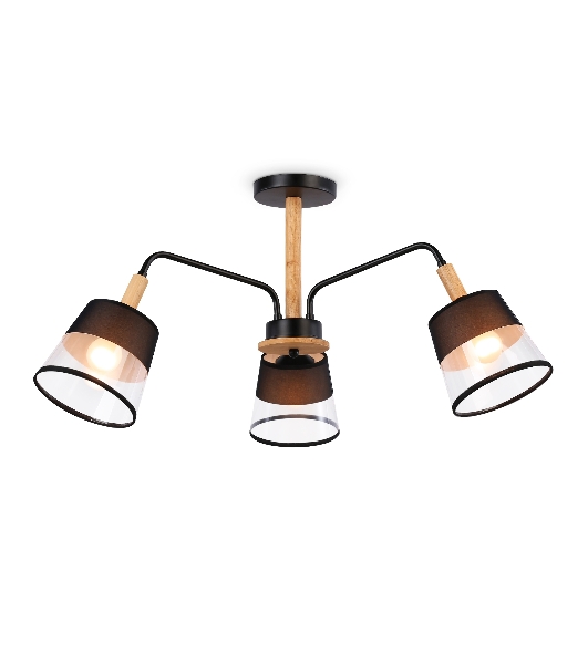 Светильник Ambrella light TR4740/3 BK/LW черный/светлое дерево E27/3 max 40W D760*350