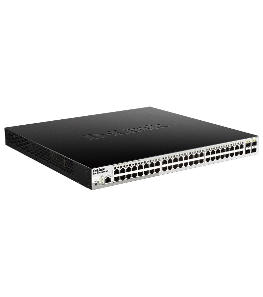 Коммутатор D-Link DGS-1210-52MPP/ME/B3A, 48×1 Гбит/с + 4×1 Гбит/с SFP, управляемый