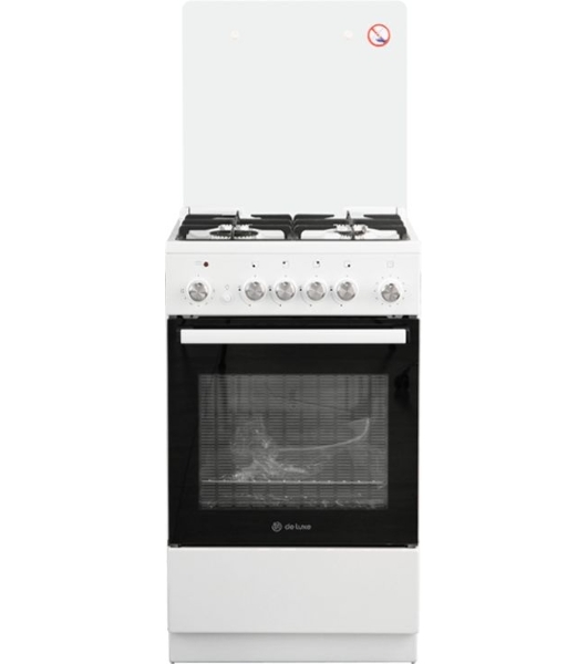 Плита комбинированная De Luxe 5040.41ГЭ (КР) ЧР белый, конфорок 4 шт, духовка 46 л, 50 см x 85 см x 50 см