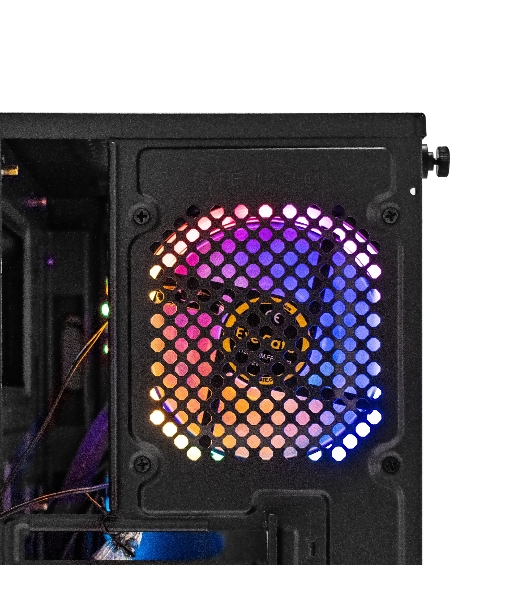 Компьютерный корпус Minitower ExeGate Mistery R2-NPX450 (mATX, БП 450NPX с вент. 12 см, 2*USB+1*USB 3.0, аудио, черный, 1 вент. 12см с RGb подсветкой и полоса на передней панели, боковая панель - закаленное стекло)