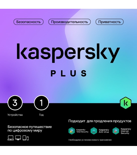 Программное обеспечение Kaspersky Plus + Who Calls 5-Device 1 year Base Card (KL1050ROEFS)