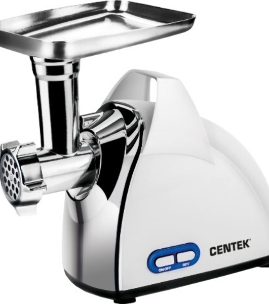 Мясорубка электрическая Centek CT-1603 белый, 2000 Вт, 2.0 кг/мин, реверс, защита от перегрузки, насадки - 4