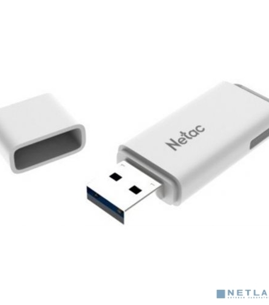 Флешка USB Netac U185 128Gb NT03U185N-128G-20WH, USB 2.0, с колпачком, пластиковая белая