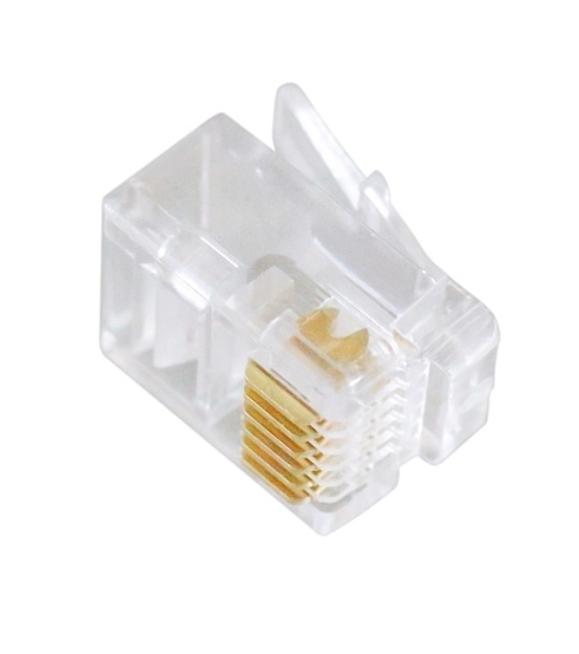 Вилка телефонная Cablexpert MP-6p6c, контакты 3m' (100 шт.) RJ-12