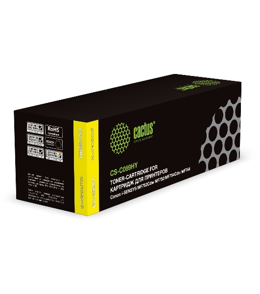 Картридж лазерный Cactus CS-C069HY 069H желтый (5500 стр.) для Canon i-Sensys MF752Cdw MF752/MF754Cdw MF754