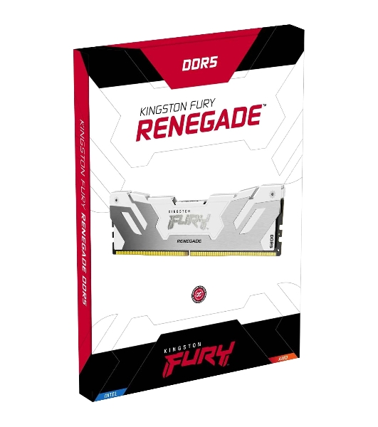 Оперативная память Kingston Fury Renegade, DDR5, 32Gb (1x32Gb), 6400MHz, CL32, DIMM, радиатор, белый