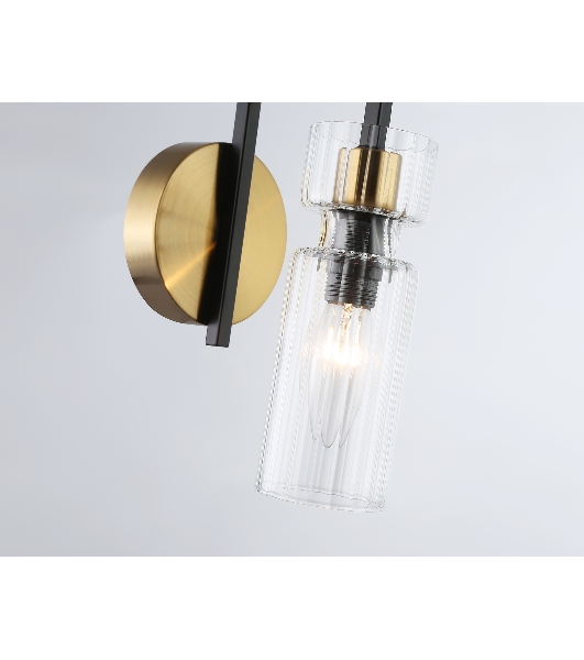 Настенный светильник Ambrella light LH56119 BK/BS/CL черный/латунь/прозрачный E14 max 40W 150*100*210