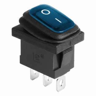 Выключатель клавишный Rexant 250V 6А (3с) ON-OFF синий с подсветкой Mini, влагозащита