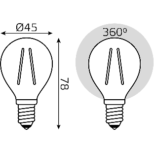 Лампа светодиодная филаментная Gauss Filament 5Вт цок.: E14 свеча 220B св. свеч. бел.нейт. (упак.: 10 шт)