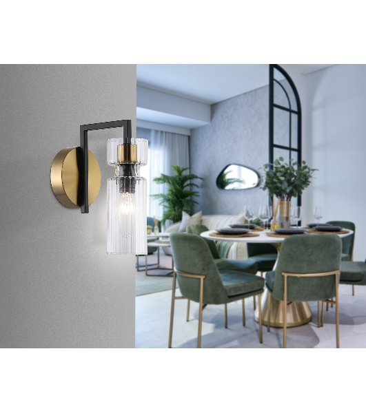 Настенный светильник Ambrella light LH56119 BK/BS/CL черный/латунь/прозрачный E14 max 40W 150*100*210